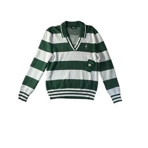 Fore All Womens Medium Iris Sweater Golf Green Stripes Breathable Light NWT $170